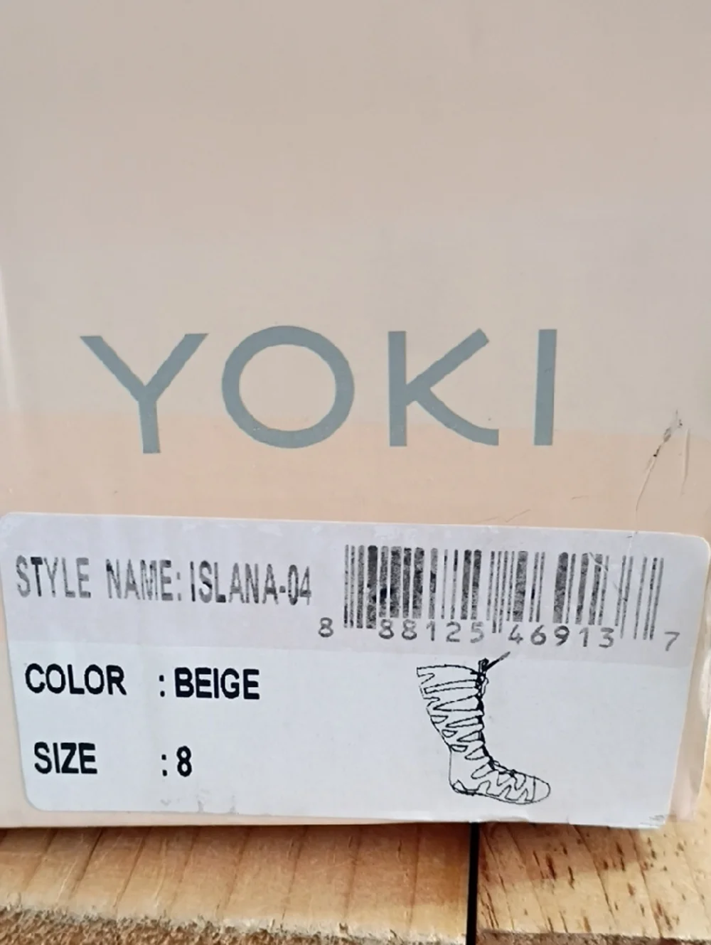 Yoki Beige Islana 04 Flat Strappy Tall Gladiator Sandals Size 8 NWT
